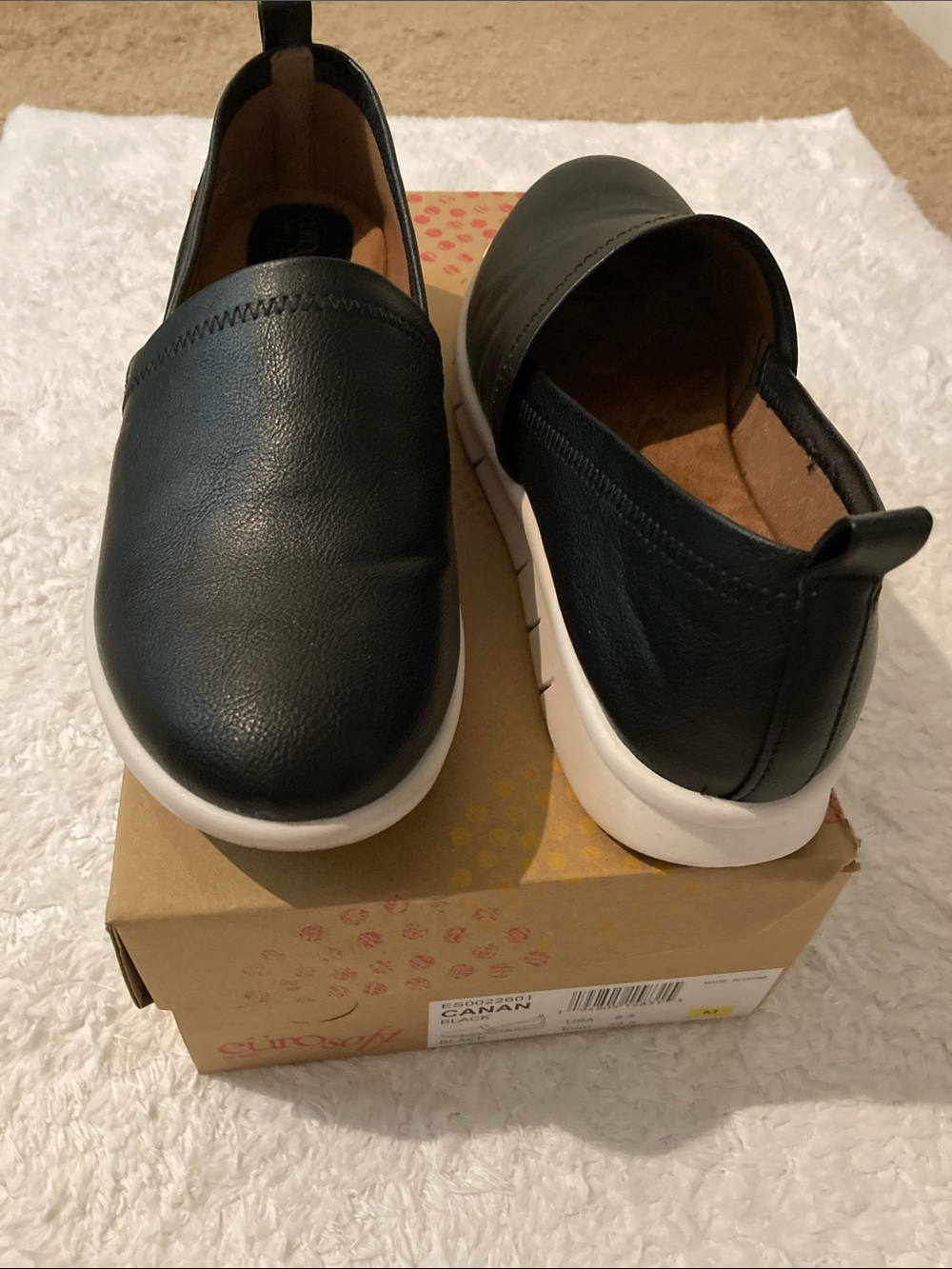 Euro soft Black Slip-On Casual Loafers w White Sole